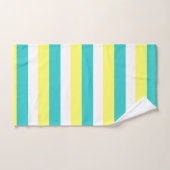 Aqua Blue, Lemon Yellow en White Stripes Bad Handdoek (Handdoek)