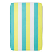 Aqua Blue, Lemon Yellow en White Stripes Badmat (Voorkant Verticaal)