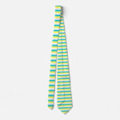 Aqua Blue, Lemon Yellow en White Stripes Stropdas (Achterkant)
