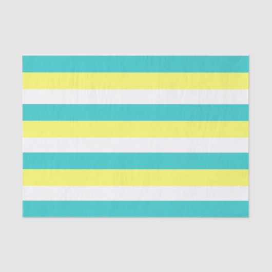 Aqua Blue, Lemon Yellow en White Stripes Tissuepapier (Voorkant)