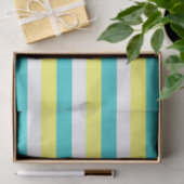 Aqua Blue, Lemon Yellow en White Stripes Tissuepapier (Geschenk)
