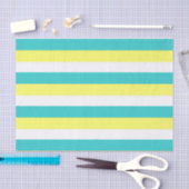 Aqua Blue, Lemon Yellow en White Stripes Tissuepapier (Craft)