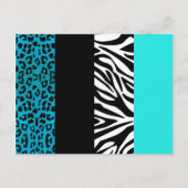 Aqua Blue Leopard en Zebra Animal Print Briefkaart (Voorkant)