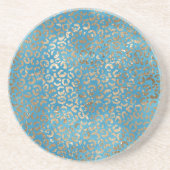 Aqua Blue Leopard Zandsteen Onderzetter (Voorkant)