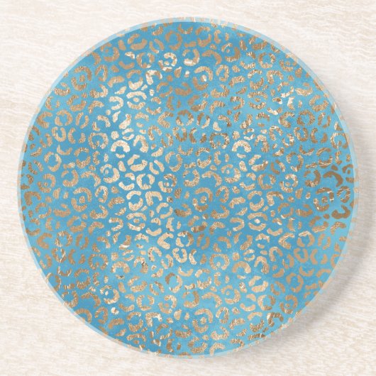 Aqua Blue Leopard Zandsteen Onderzetter (Voorkant)