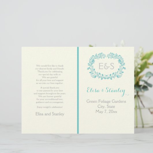 Aqua Blue lijst vouwd bruiloft (Staand voorkant)