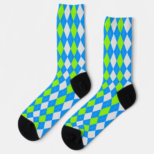 AQUA BLUE & LIME GREEN Argyle Pattern-Sokken Sokken (Links)