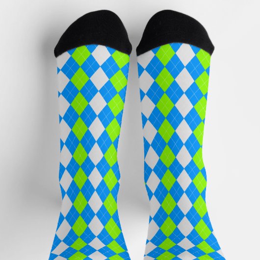 AQUA BLUE & LIME GREEN Argyle Pattern-Sokken Sokken (Top)