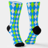 AQUA BLUE & LIME GREEN Argyle Pattern-Sokken Sokken (Gebogen)