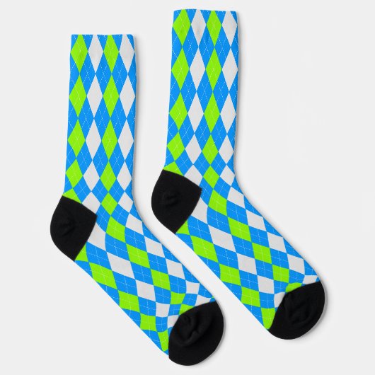AQUA BLUE & LIME GREEN Argyle Pattern-Sokken Sokken (Rechts)