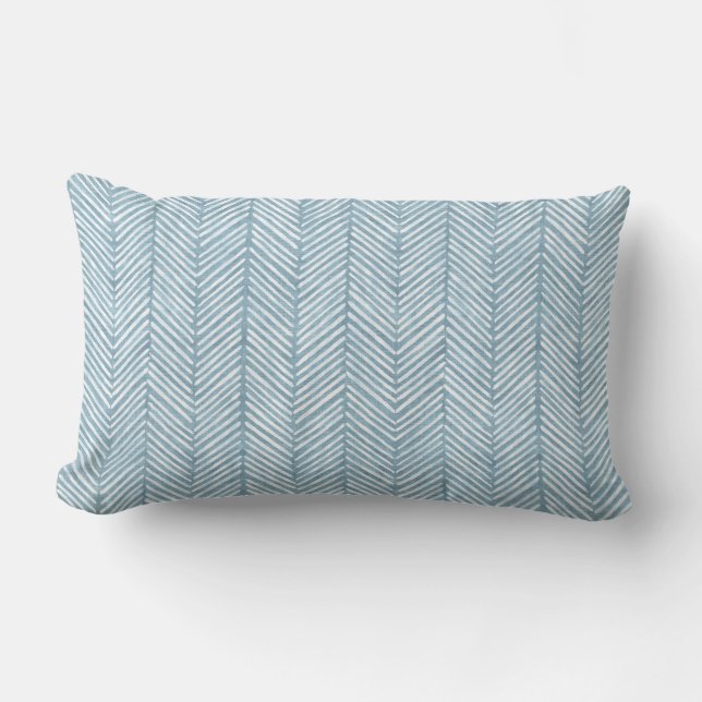 Aqua Blue Line Patroon Lumbaal Kussen (Voorkant)