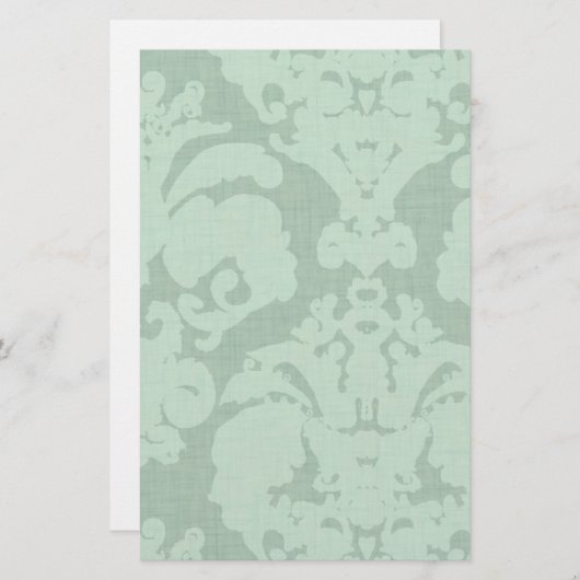 Aqua Blue Linen Damask Briefpapier (Voorkant / Achterkant)