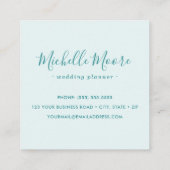 Aqua blue linen turquoise feminine minimalist vierkante visitekaartje (Achterkant)