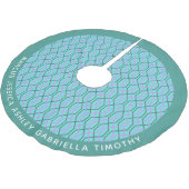  Aqua Blue Lines Patroon op maat Kerstboom Rok (Gekanteld)