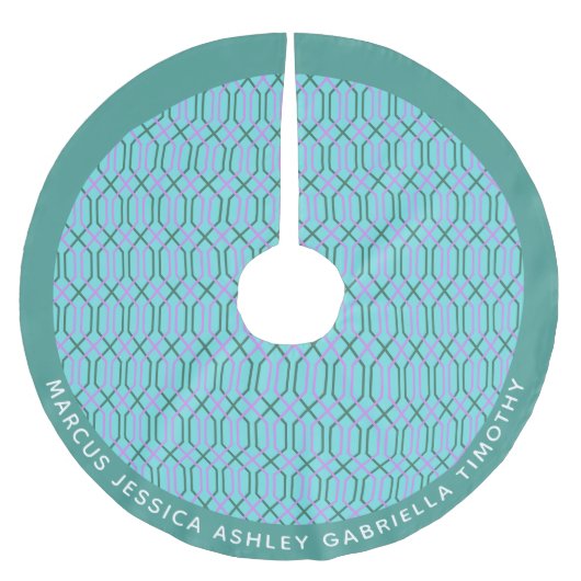  Aqua Blue Lines Patroon op maat Kerstboom Rok (Voorkant)