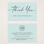 Aqua blue logo handgeschreven manuscript dank u tu visitekaartje (Voorkant /achterkant)