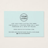 Aqua blue logo handgeschreven manuscript dank u tu visitekaartje (Achterkant)