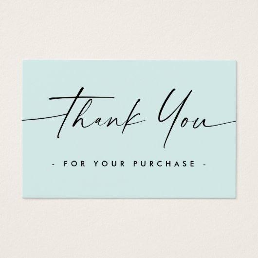 Aqua blue logo handgeschreven manuscript dank u tu visitekaartje (Voorkant)