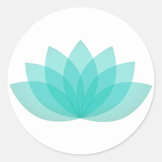 Aqua Blue Lotus Flower Ronde Sticker (Voorkant)