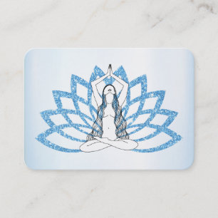 *~* Aqua Blue Lotus Yoga Vrouw Healing Energie Visitekaartje