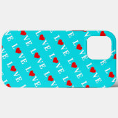 Aqua Blue LOVE Case-Mate iPhone Case (Achterkant (horizontaal))