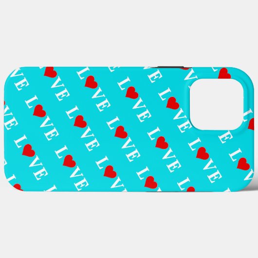 Aqua Blue LOVE Case-Mate iPhone Case (Achterkant (horizontaal))