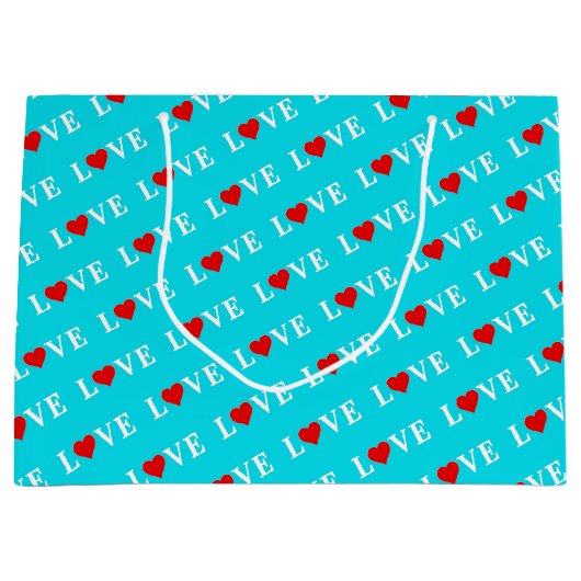 Aqua Blue LOVE Groot Cadeauzakje (Voorkant)