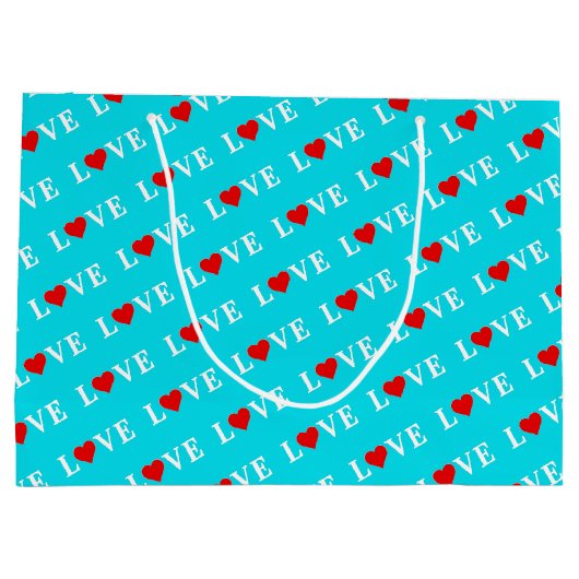 Aqua Blue LOVE Groot Cadeauzakje (Achterkant)