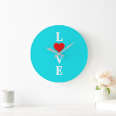 Aqua Blue LOVE Heart Grote Klok (Huis)