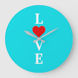 Aqua Blue LOVE Heart Grote Klok