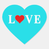 Aqua Blue LOVE Heart Hart Sticker (Voorkant)