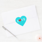 Aqua Blue LOVE Heart Hart Sticker (Envelop)