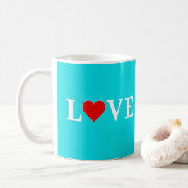 Aqua Blue LOVE Heart Koffiemok