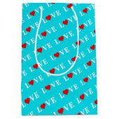 Aqua Blue LOVE Medium Cadeauzakje (Voorkant)