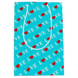 Aqua Blue LOVE Medium Cadeauzakje