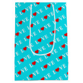 Aqua Blue LOVE Medium Cadeauzakje (Achterkant)