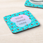 Aqua Blue LOVE Modern Chic Bier Onderzetter (Linkerzijde)