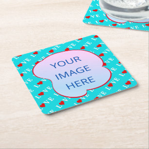 Aqua Blue LOVE Modern Chic Kartonnen Onderzetters