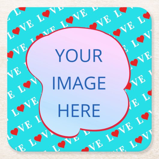 Aqua Blue LOVE Modern Chic Kartonnen Onderzetters (Voorkant)