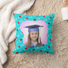 Aqua Blue LOVE Modern Chic Kussen