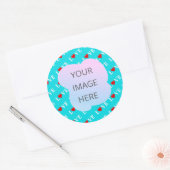 Aqua Blue LOVE Modern Chic Ronde Sticker (Envelop)