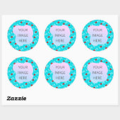Aqua Blue LOVE Modern Chic Ronde Sticker (Vel)