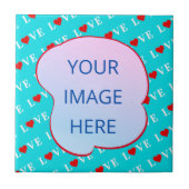 Aqua Blue LOVE Modern Chic Tegeltje (Voorkant)