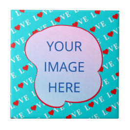 Aqua Blue LOVE Modern Chic Tegeltje