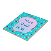 Aqua Blue LOVE Modern Chic Tegeltje (Zijkant)