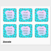 Aqua Blue LOVE Modern Chic Vierkante Sticker (Vel)