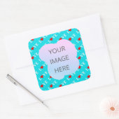 Aqua Blue LOVE Modern Chic Vierkante Sticker (Envelop)
