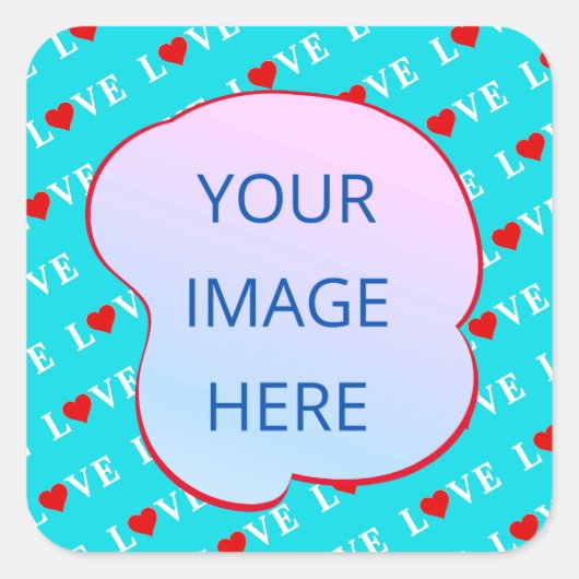 Aqua Blue LOVE Modern Chic Vierkante Sticker (Voorkant)