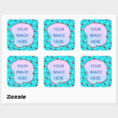 Aqua Blue LOVE Modern Chic Vierkante Sticker (Vel)