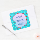 Aqua Blue LOVE Modern Chic Vierkante Sticker (Envelop)